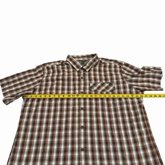 Eddie Bauer Button Up Shirt Mens Short Sleeve 2XL Lightweight Plaid Outdoor - Picture 8 of 9